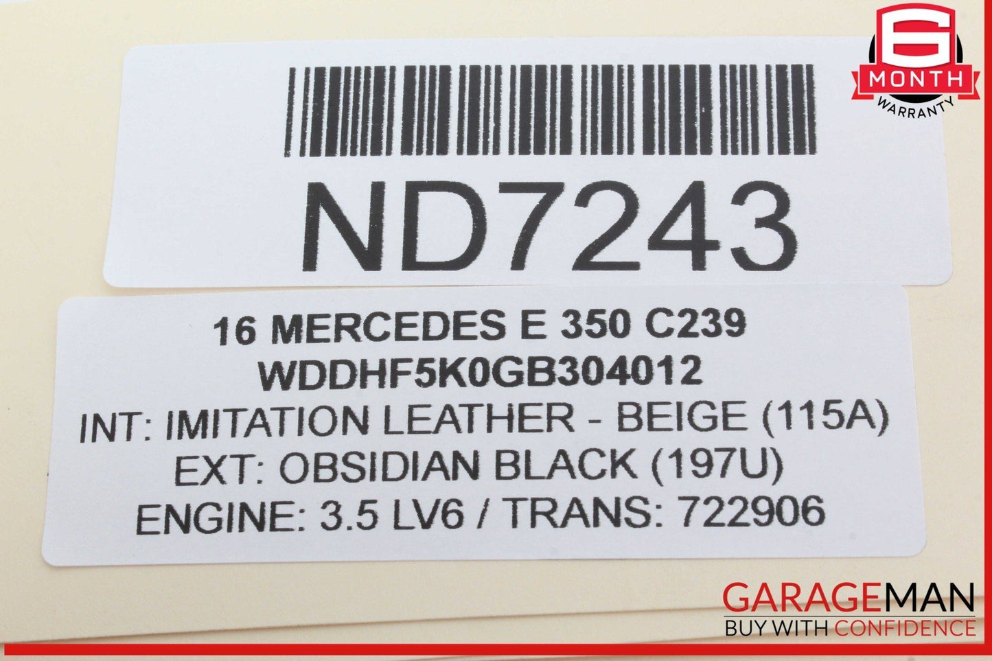 08-16 Mercedes W212 E350 GLK350 Rear Right Side Door Window Regulator Motor OEM
