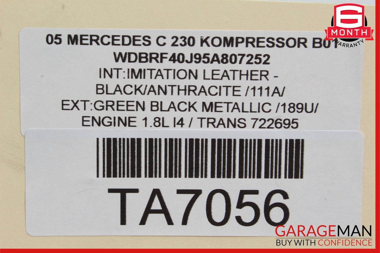 03-05 Mercedes W203 C230 Engine Air Intake Supercharger Cover 2711400887 OEM
