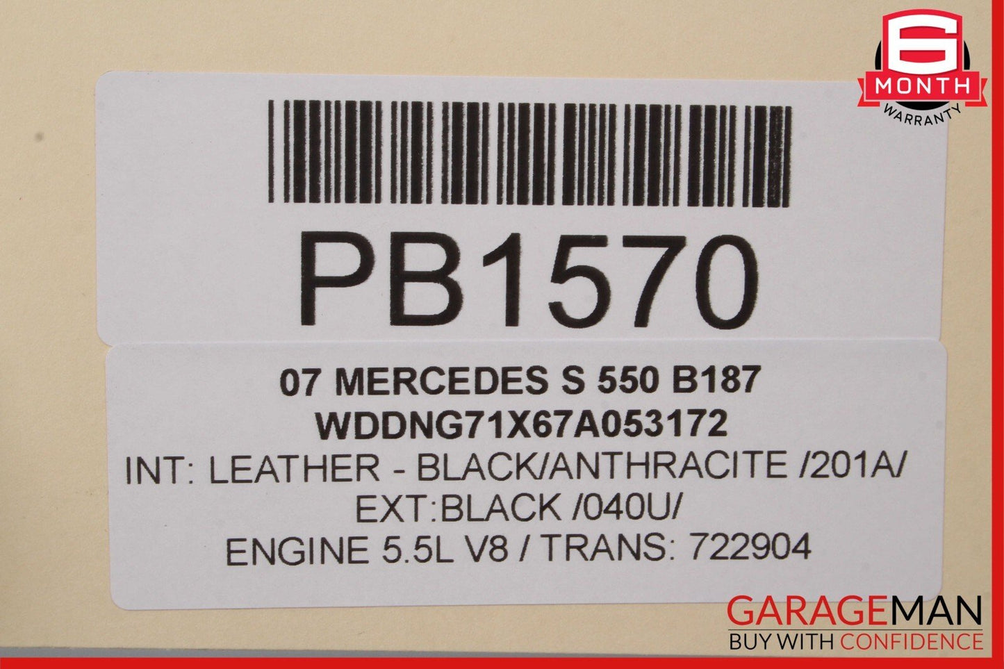 07-09 Mercedes W221 S550 Rear Left Driver Side Interior Door Panel Cover Black