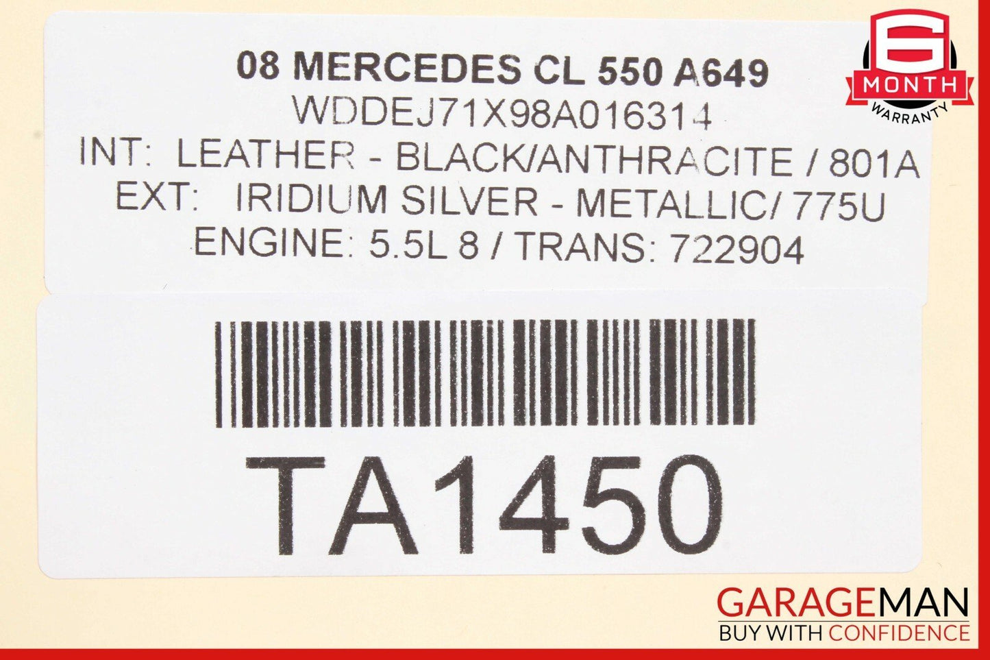 07-14 Mercedes W216 CL550 CL600 Center Dash Dashboard Moulding Trim Cover Grey