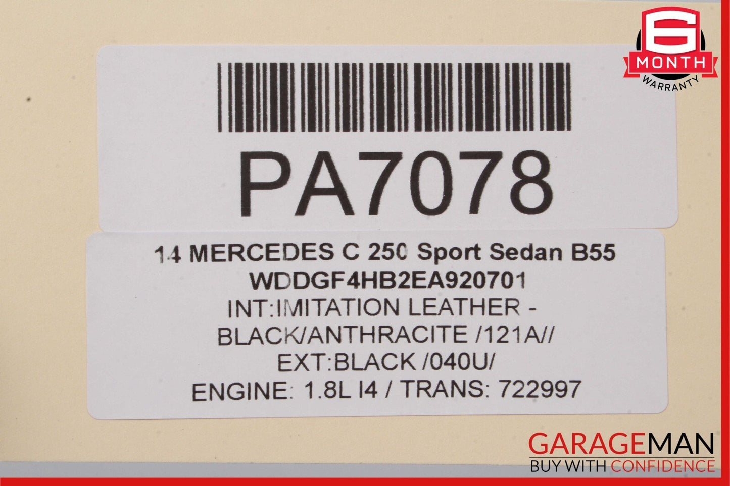 08-14 Mercedes W204 C300 Sedan Front Right Top Upper Seat Cushion Anthracite