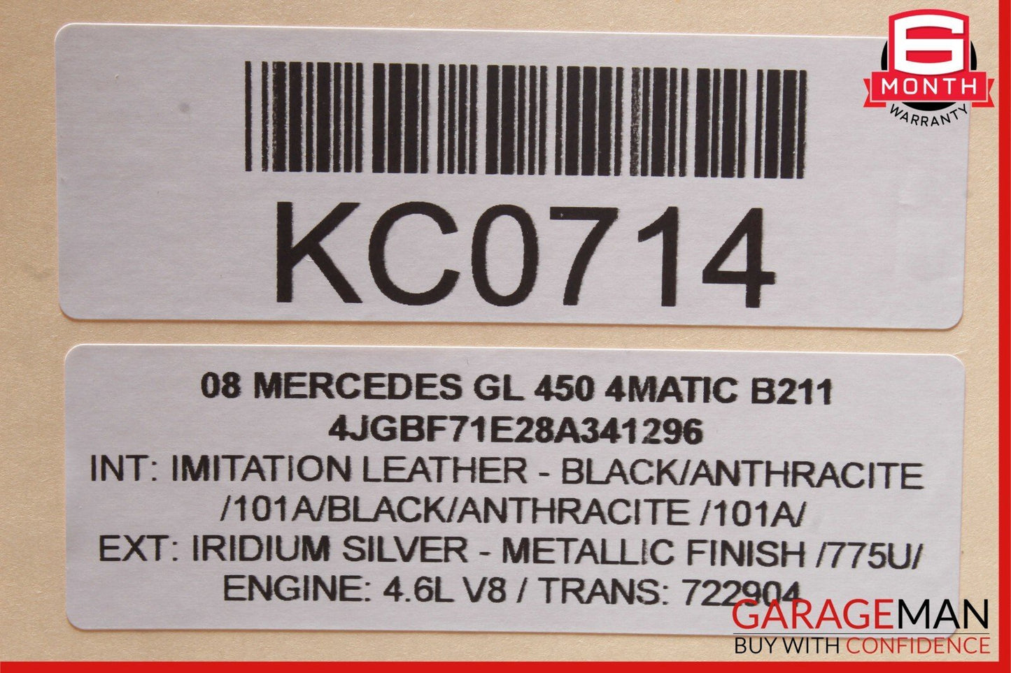 06-08 Mercedes X164 GL450 ML320 R350 Driver Steering Wheel Airbag Anthracite