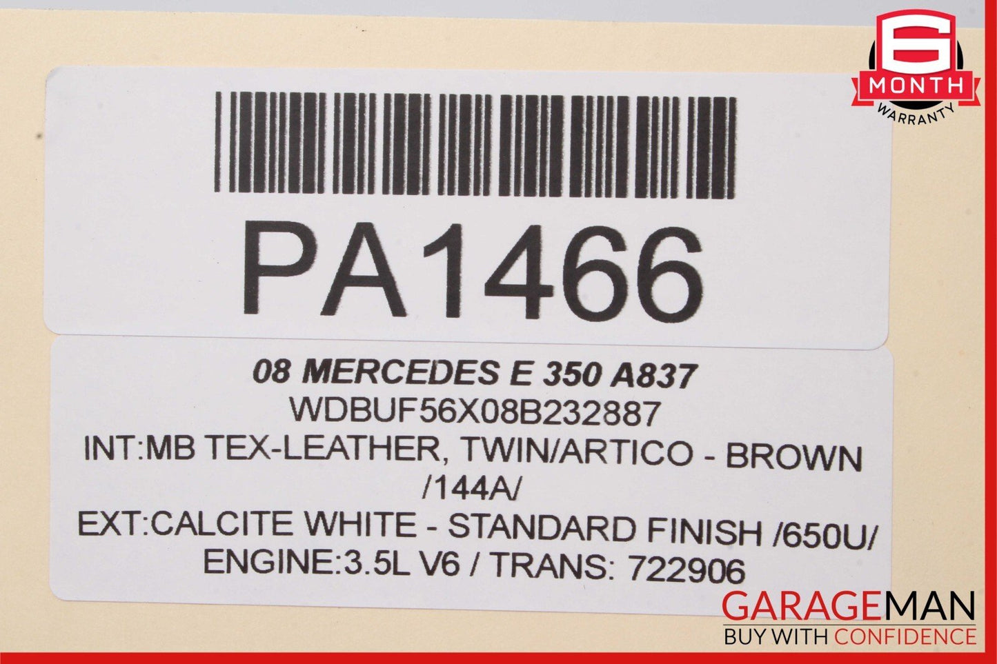 07-09 Mercedes W211 E320 Front Right / Left Top Upper Seat Cushion Cover Brown