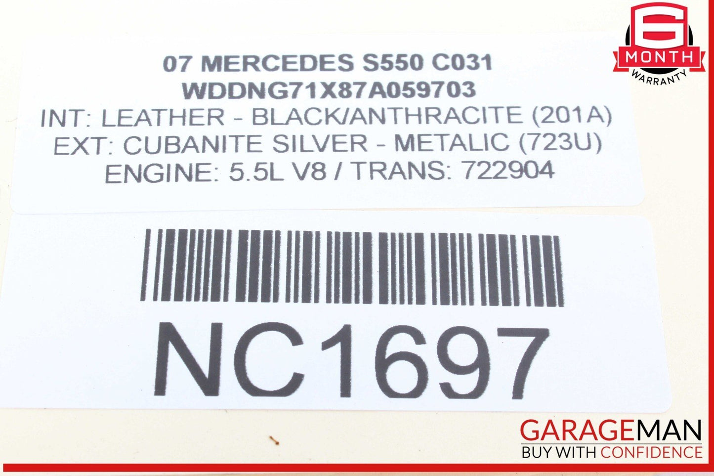 07-09 Mercedes W221 S550 S600 Front Left Side Door Rear View Mirror Silver OEM