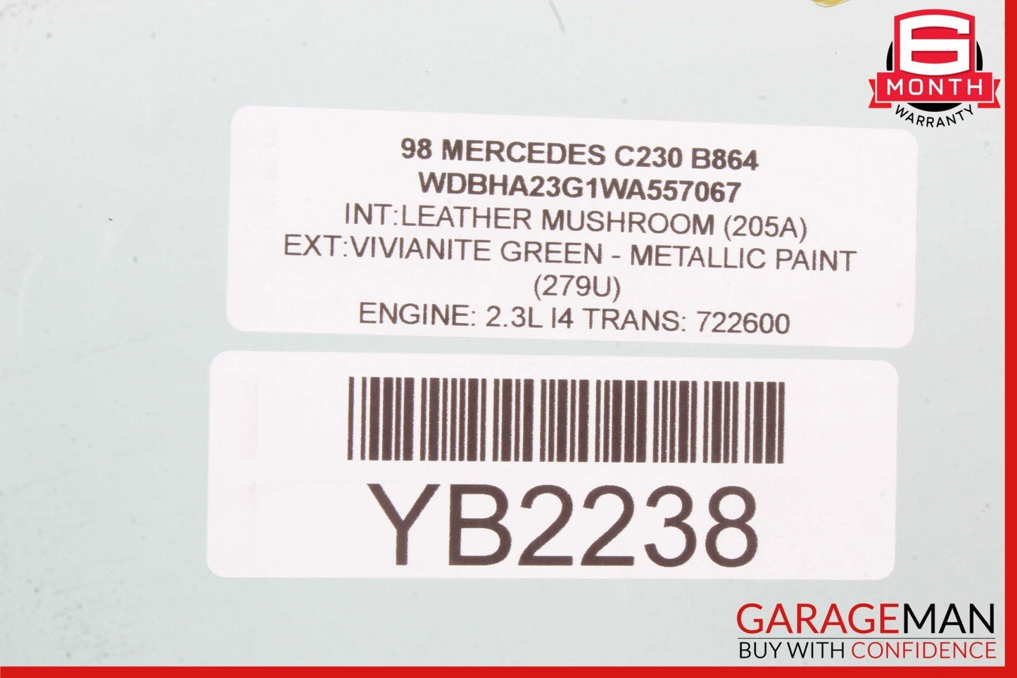 94-00 Mercedes W202 C230 Rear Left Driver Side Door Window Glass OEM