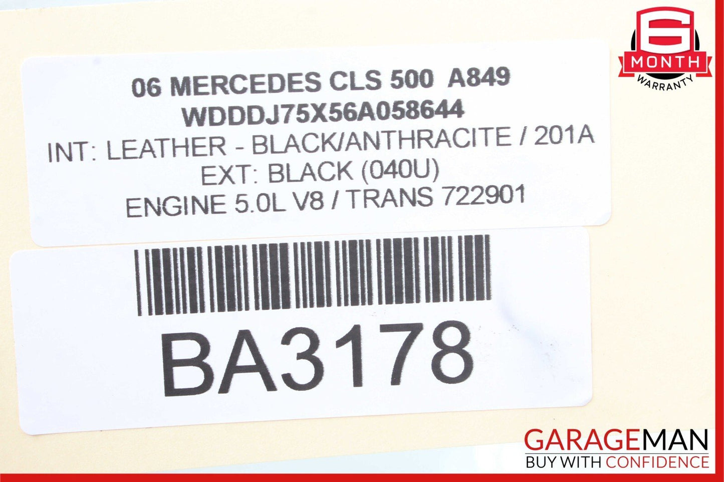 06-08 Mercedes W219 CLS500 Front Left Side Mirror Door Rear View Black