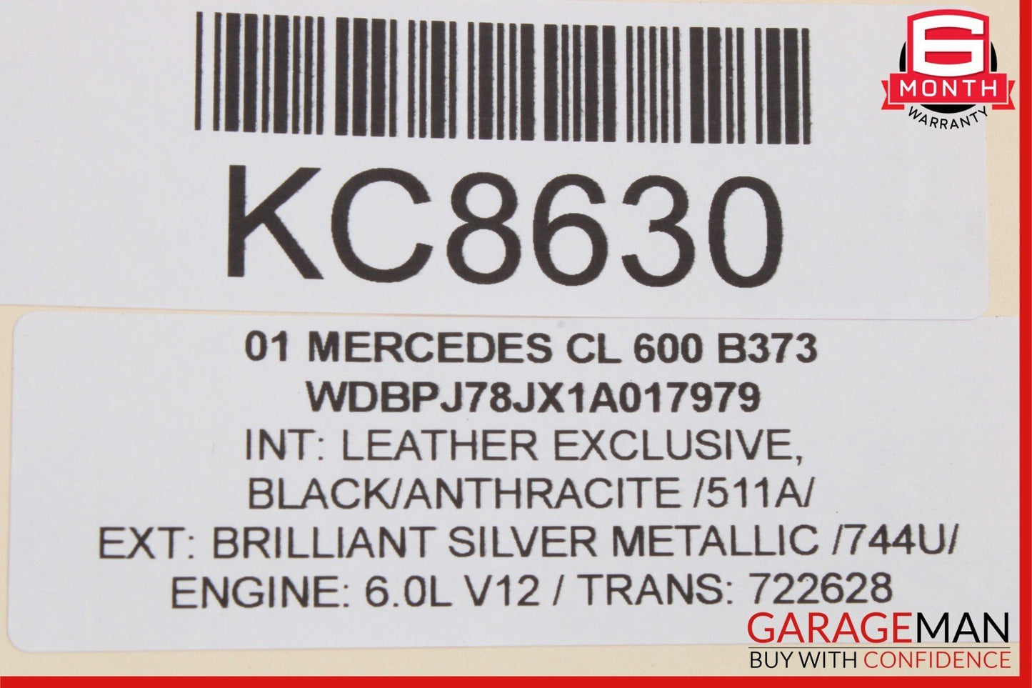 00-06 Mercedes W215 CL600 Front Right / Left Seat Head Rest Headrest Anthracite