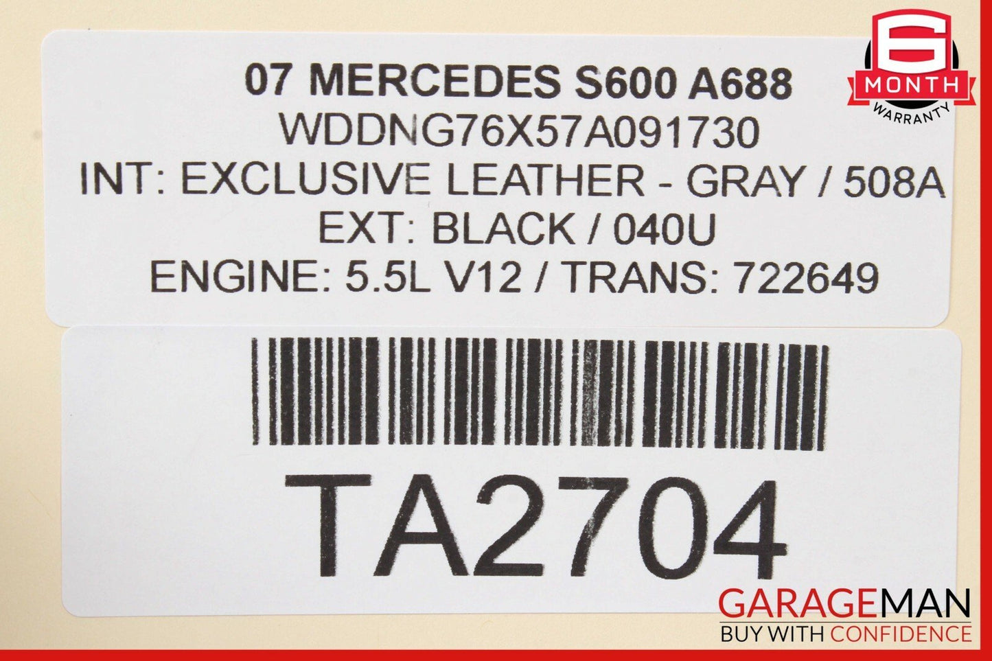 07-13 Mercedes W221 S600 S63 AMG Rear Window Sun Shade Screen Roller Blind Grey