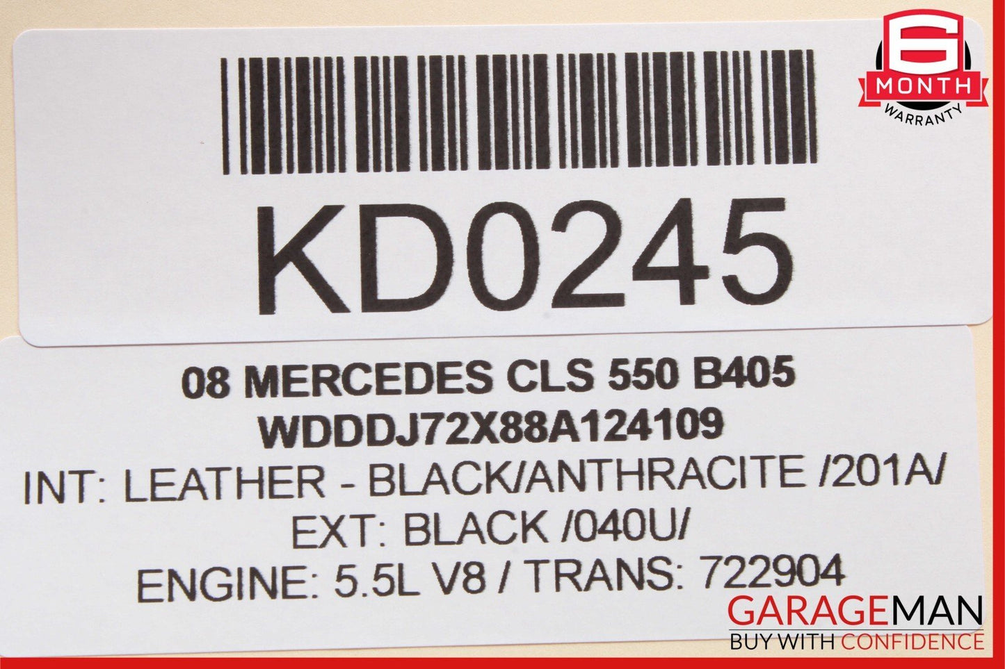 06-11 Mercedes W219 CLS500 CLS550 Rear Left Side Exterior Door Handle Black