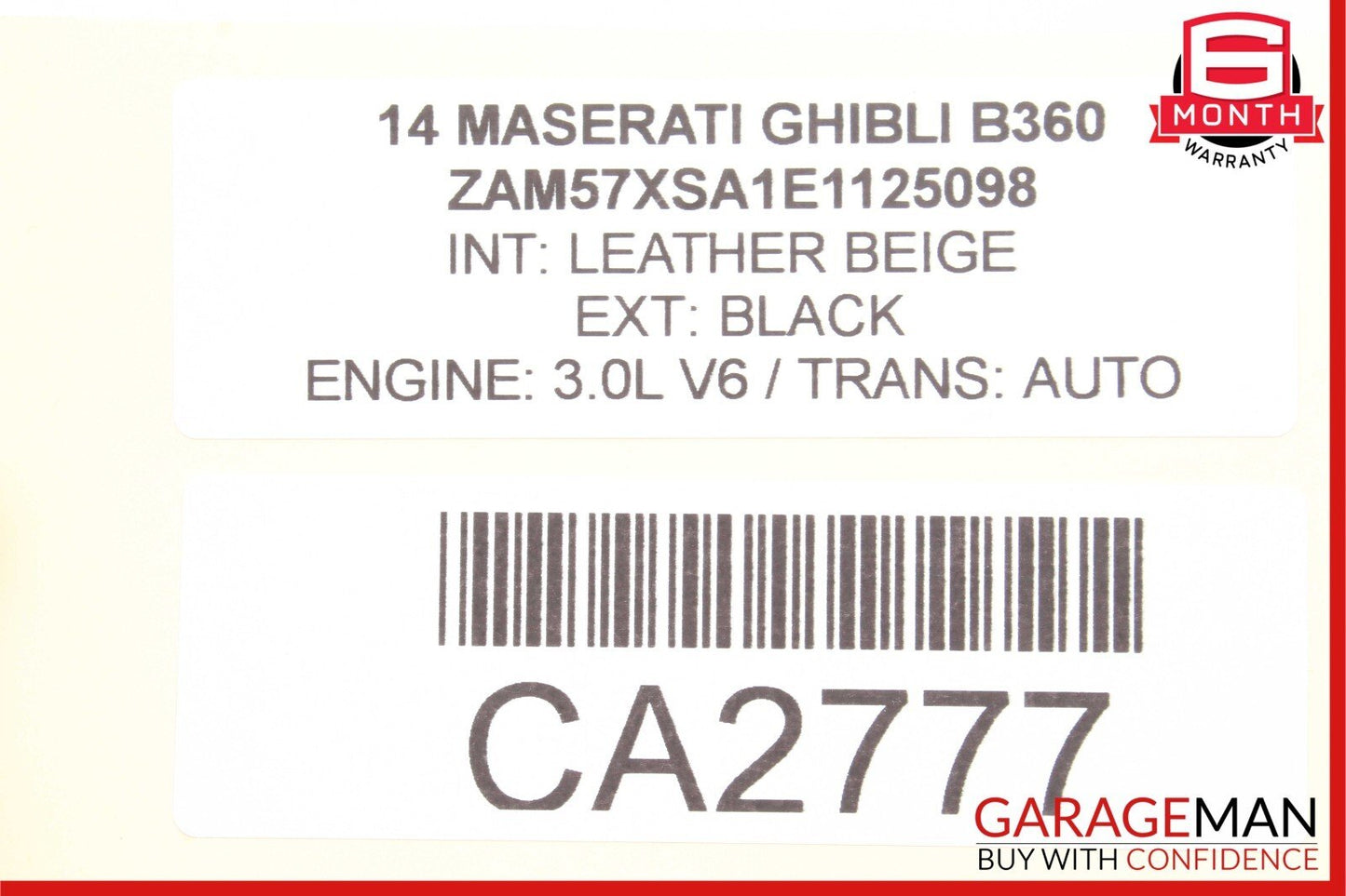 14-17 Maserati Ghibli Front Left Driver Side Mirror Door Rear View Black OEM