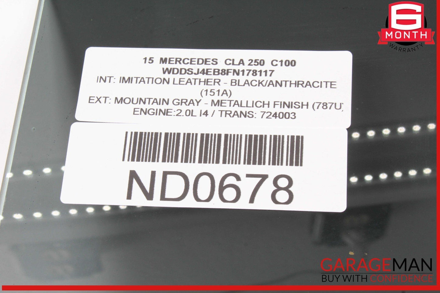 14-18 Mercedes W117 CLA250 Rear Left Driver Side Door Window Glass OEM