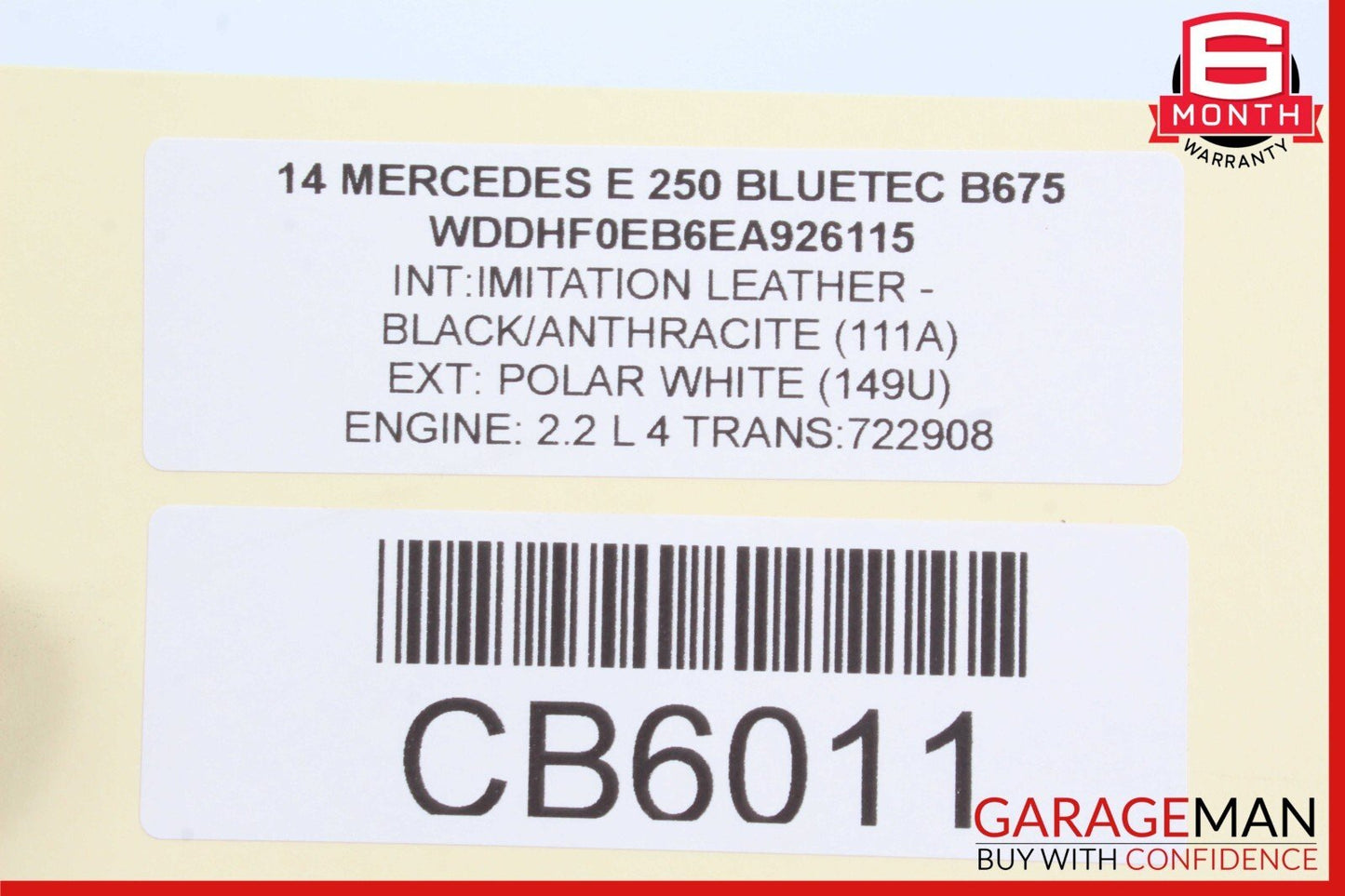 14-16 Mercedes W212 E350 E250 Right Side Keyless Go Exterior Door Handle White