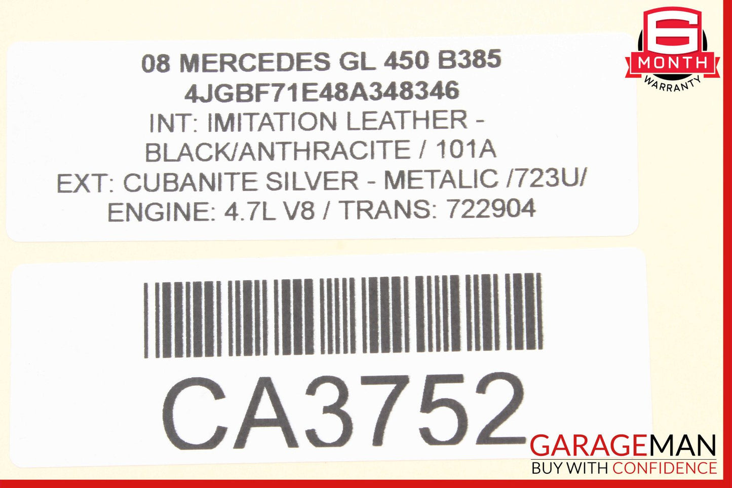 06-12 Mercedes X164 GL450 ML450 Front Left Side Sun Visor Sunvisor Shade Gray