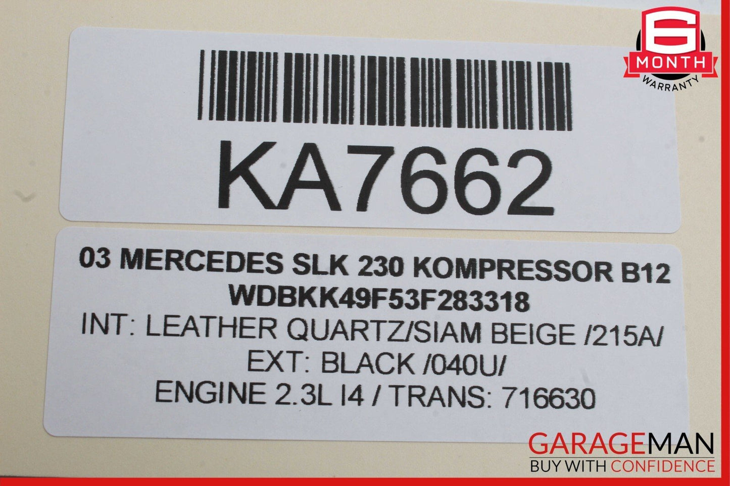 01-04 Mercedes R170 SLK320 Front Right Passenger Side Exterior Door Handle Black