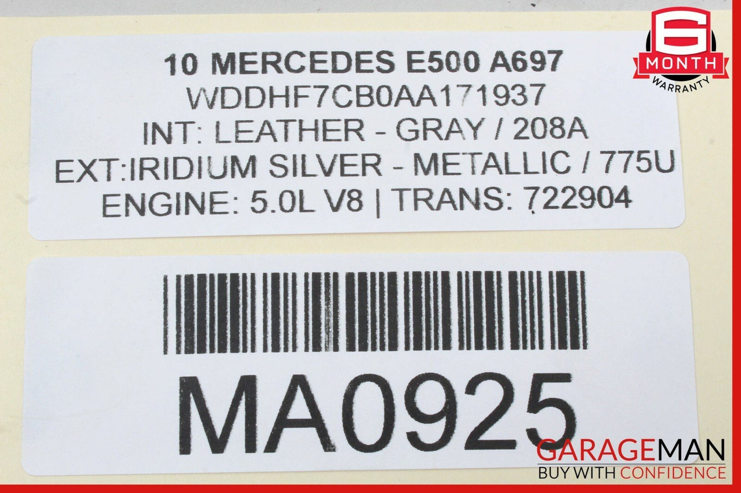 10-14 Mercedes W212 E500 Rear Left / Right Airmatic Air Spring Bag Assembly OEM