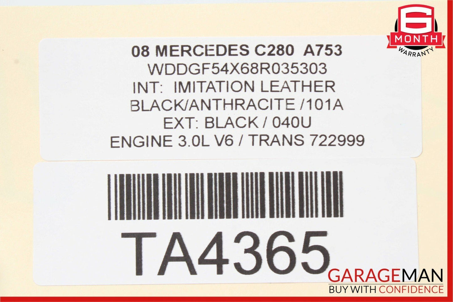 08-14 Mercedes W204 C280 AMG Sport Sedan Right Side Skirt Rocker Panel Black