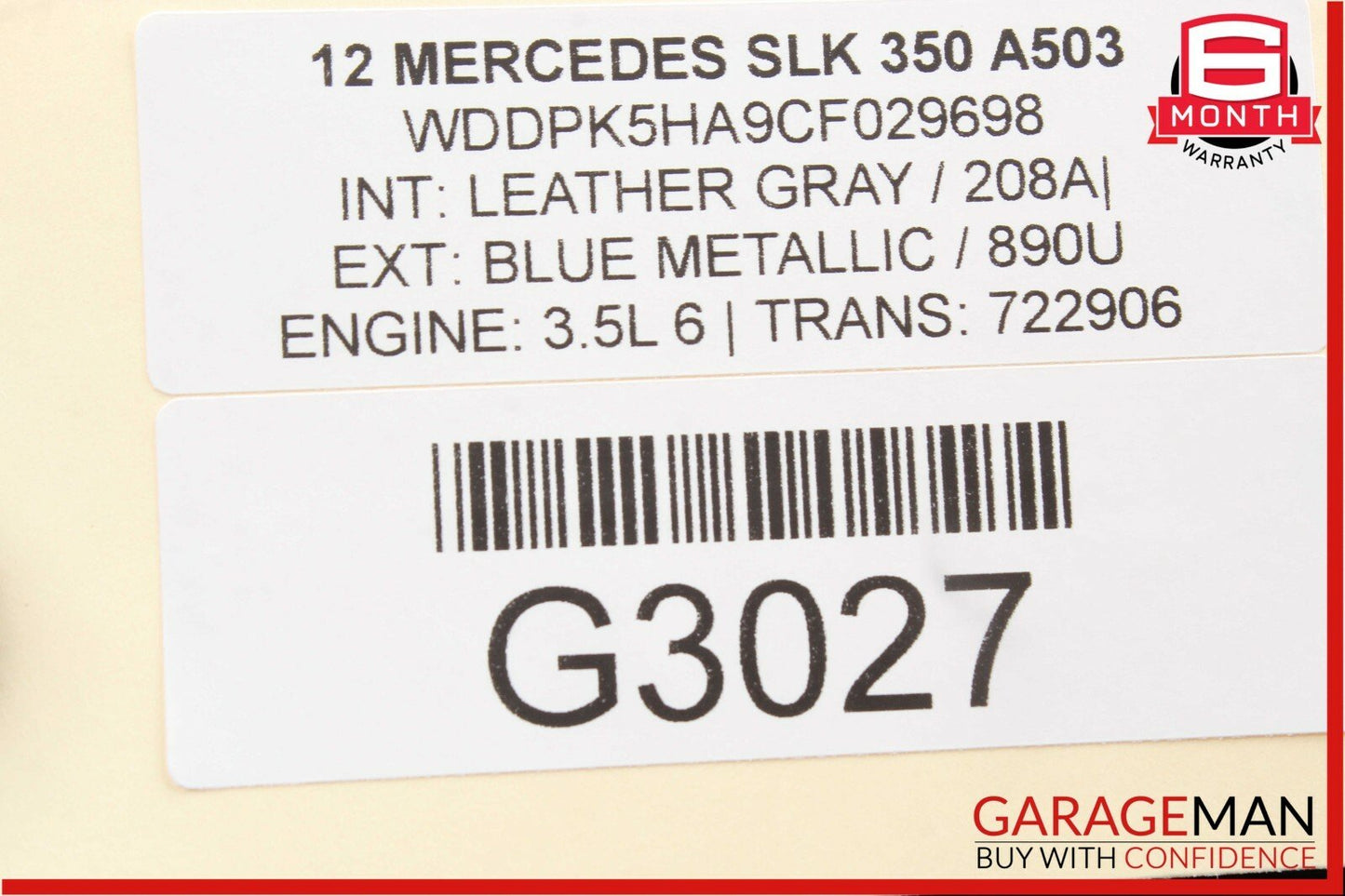 12-16 Mercedes R172 SLK350 Front Left Side Exterior Door Handle Keyless Go OEM
