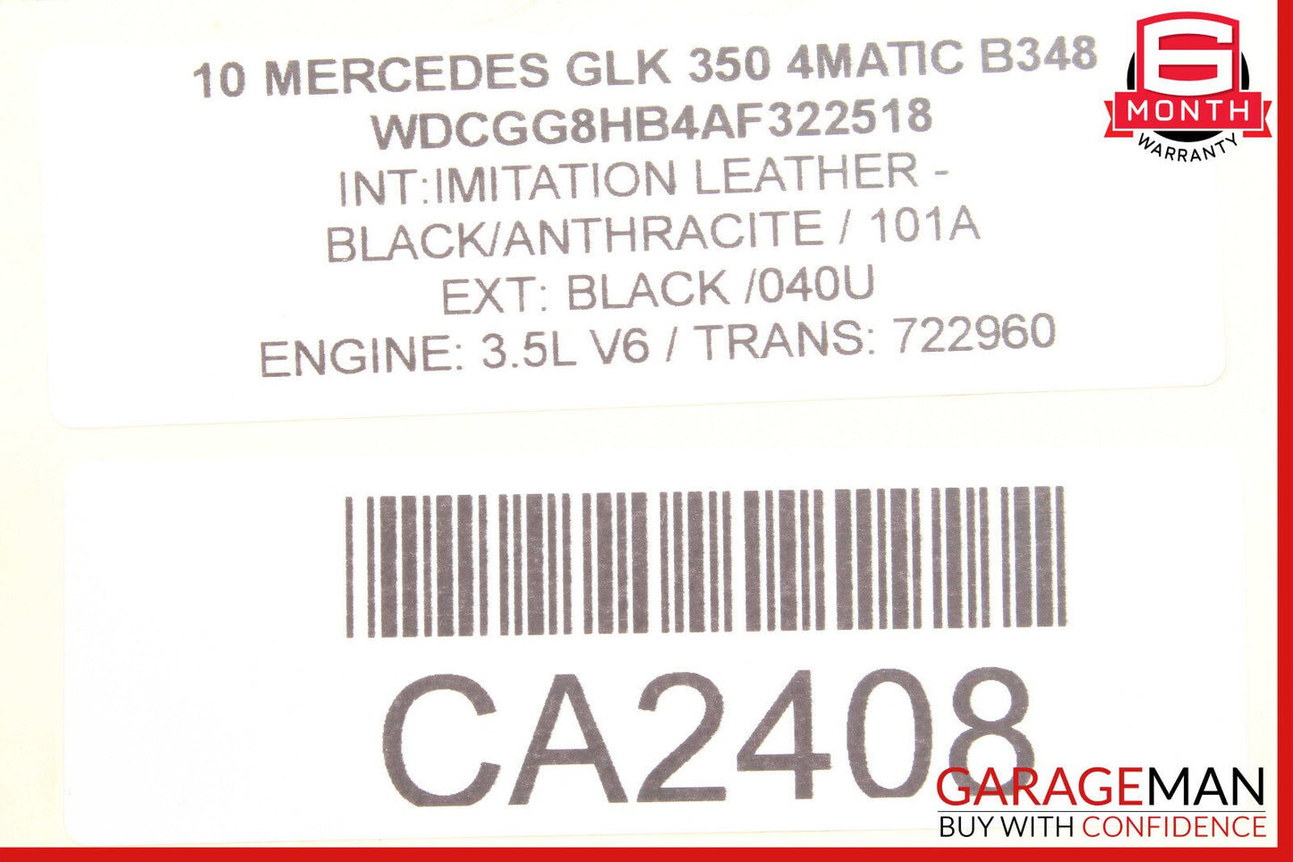 08-15 Mercedes X204 GLK350 C350 Seat Airbag Air Bag SRS Front Right Passenger