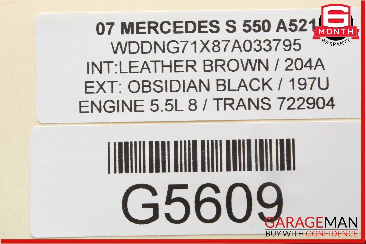 07-09 Mercedes W221 S550 Rear Right / Left Side Overhead Vanity Mirror Gray