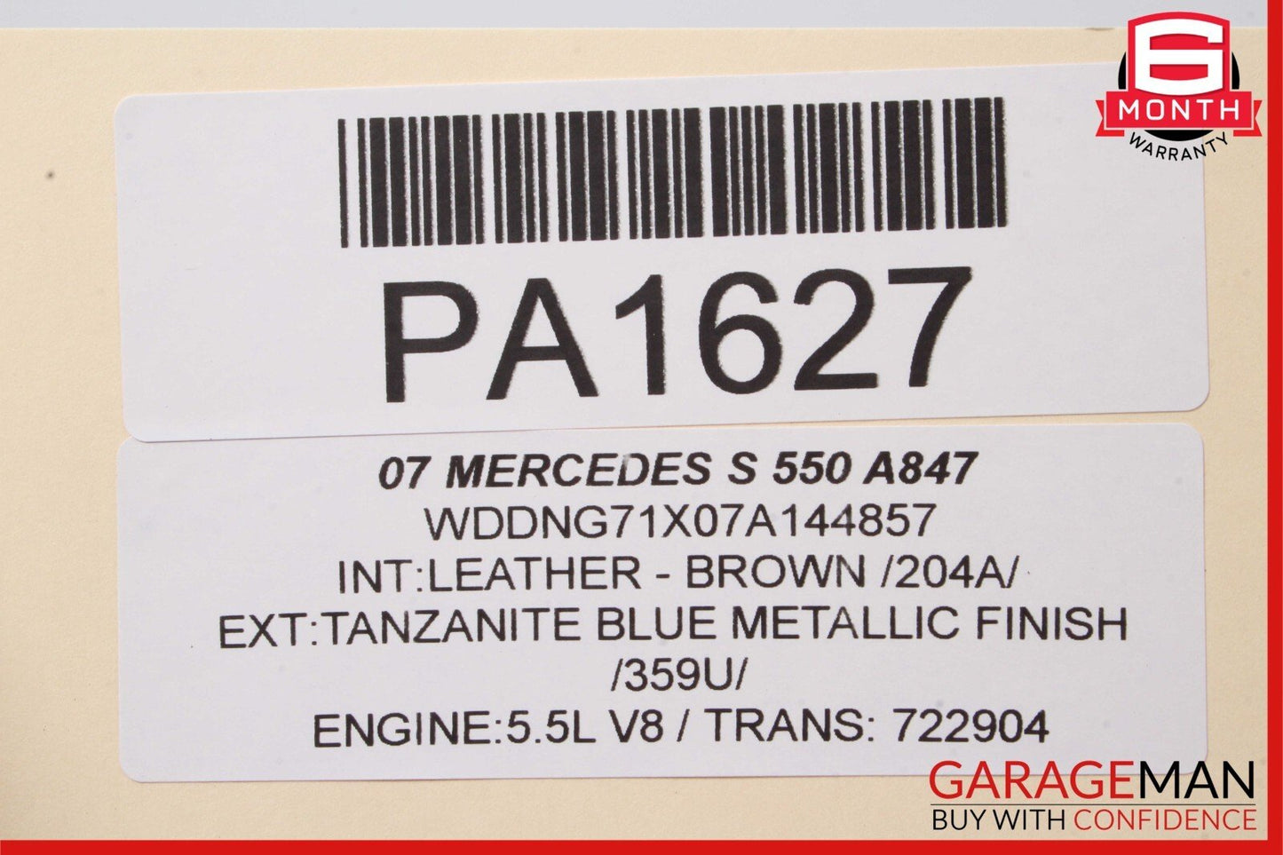 07-09 Mercedes W221 S550 Front Right Side Complete Interior Door Panel Brown OEM