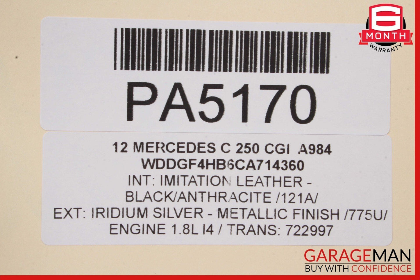12-15 Mercedes C250 SLK250 7G Tronic Automatic Transmission Assembly 722997 164k