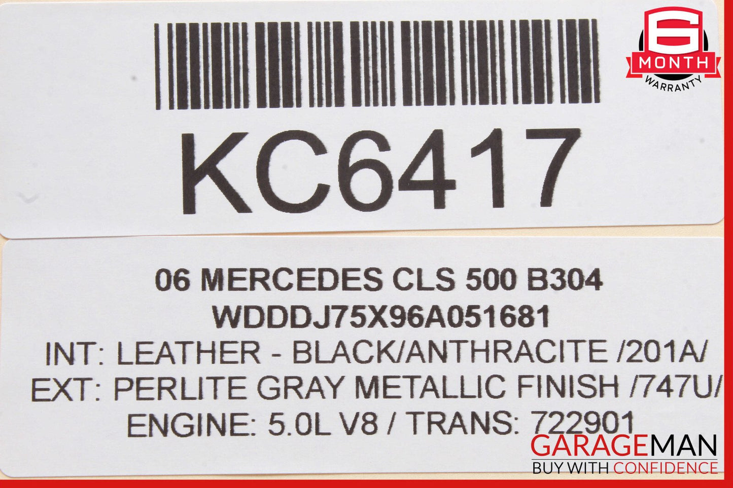 06-09 Mercedes W219 CLS500 CLS550 CLS63 AMG Dome Light Lamp Gray 2198201001 OEM