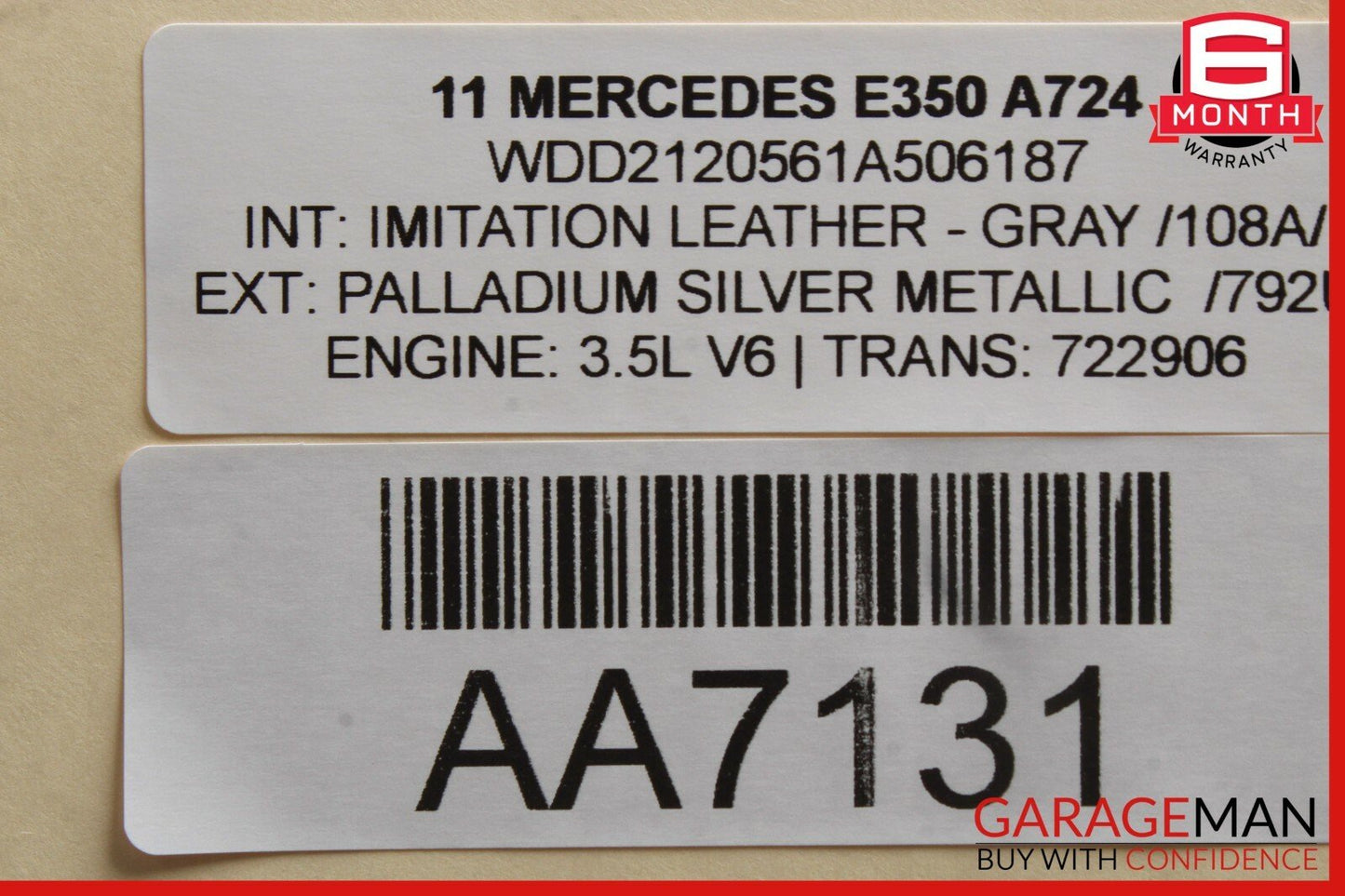 10-14 Mercedes W212 E350 Rear Right Passenger Side Door Window Regulator Motor