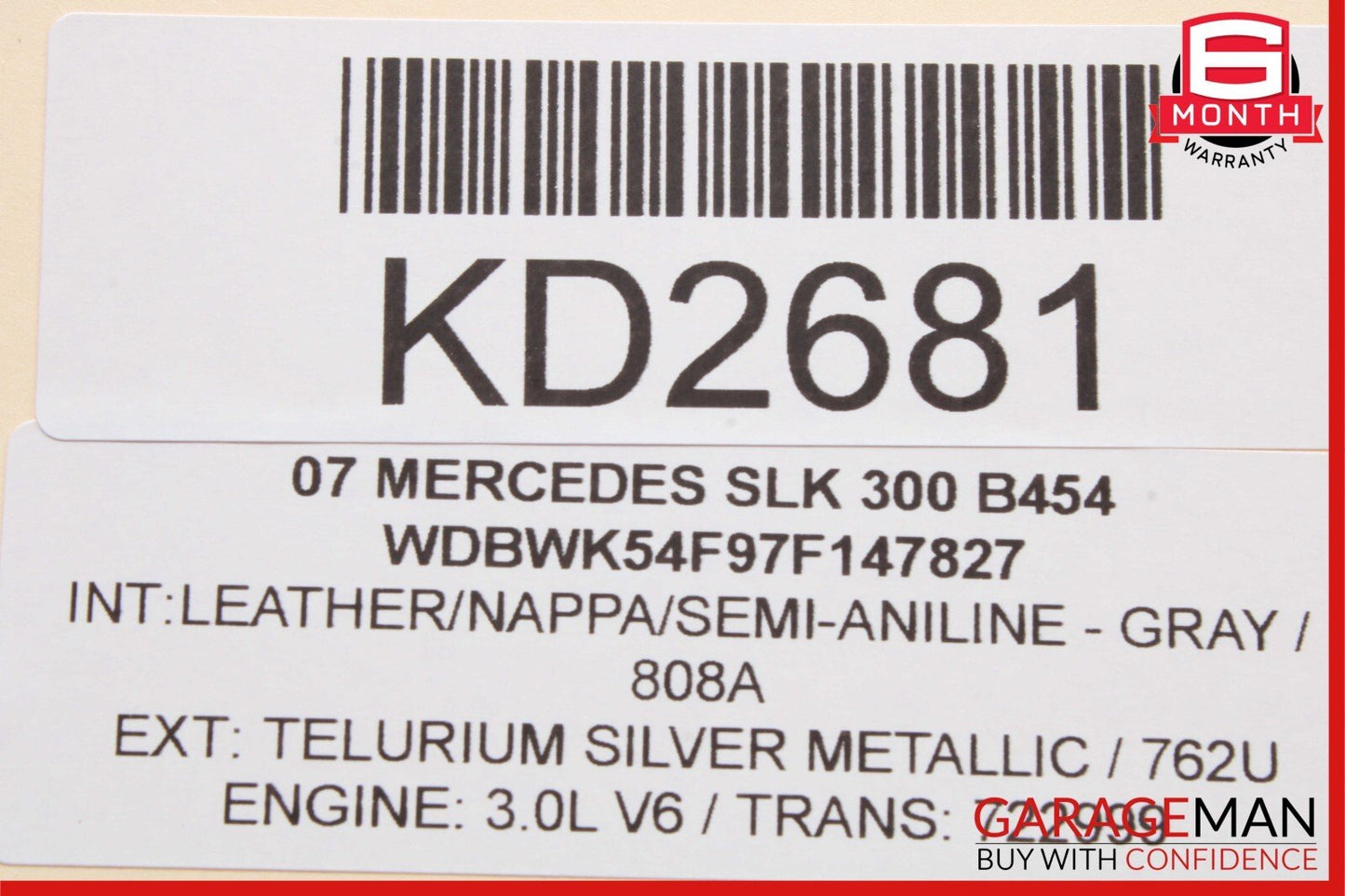 06-13 Mercedes R171 SLK300 Right Side Engine Motor Cylinder Head Valve Cover OEM