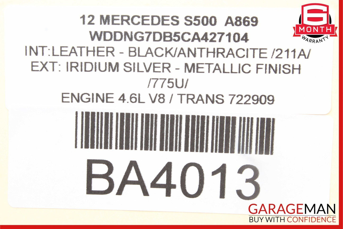 10-13 Mercedes W221 S500 S63 AMG Front Right Side Rear View Door Mirror Silver