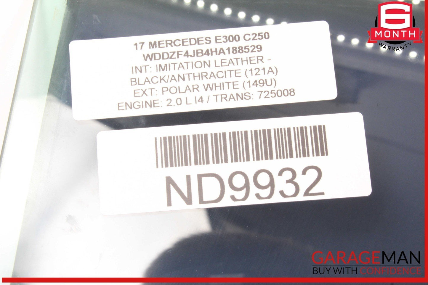 17-20 Mercedes W213 E300 E63 AMG Rear Left Driver Side Door Window Auto Glass