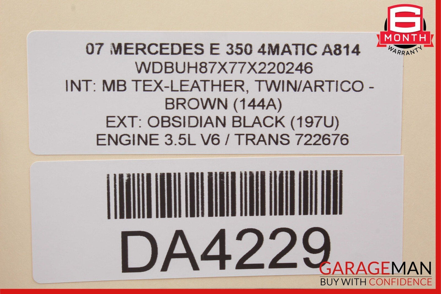 07-09 Mercedes W211 E350 E550 Front Right Lower Bottom Seat Cushion Cover Brown