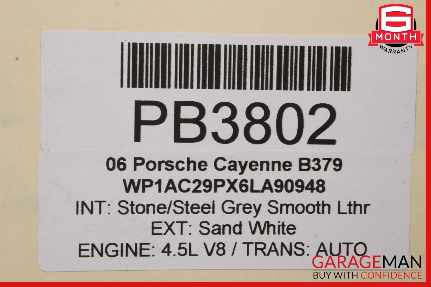 03-06 Porsche Cayenne 955 Rear Left Driver Side Exterior Door Shell Panel White