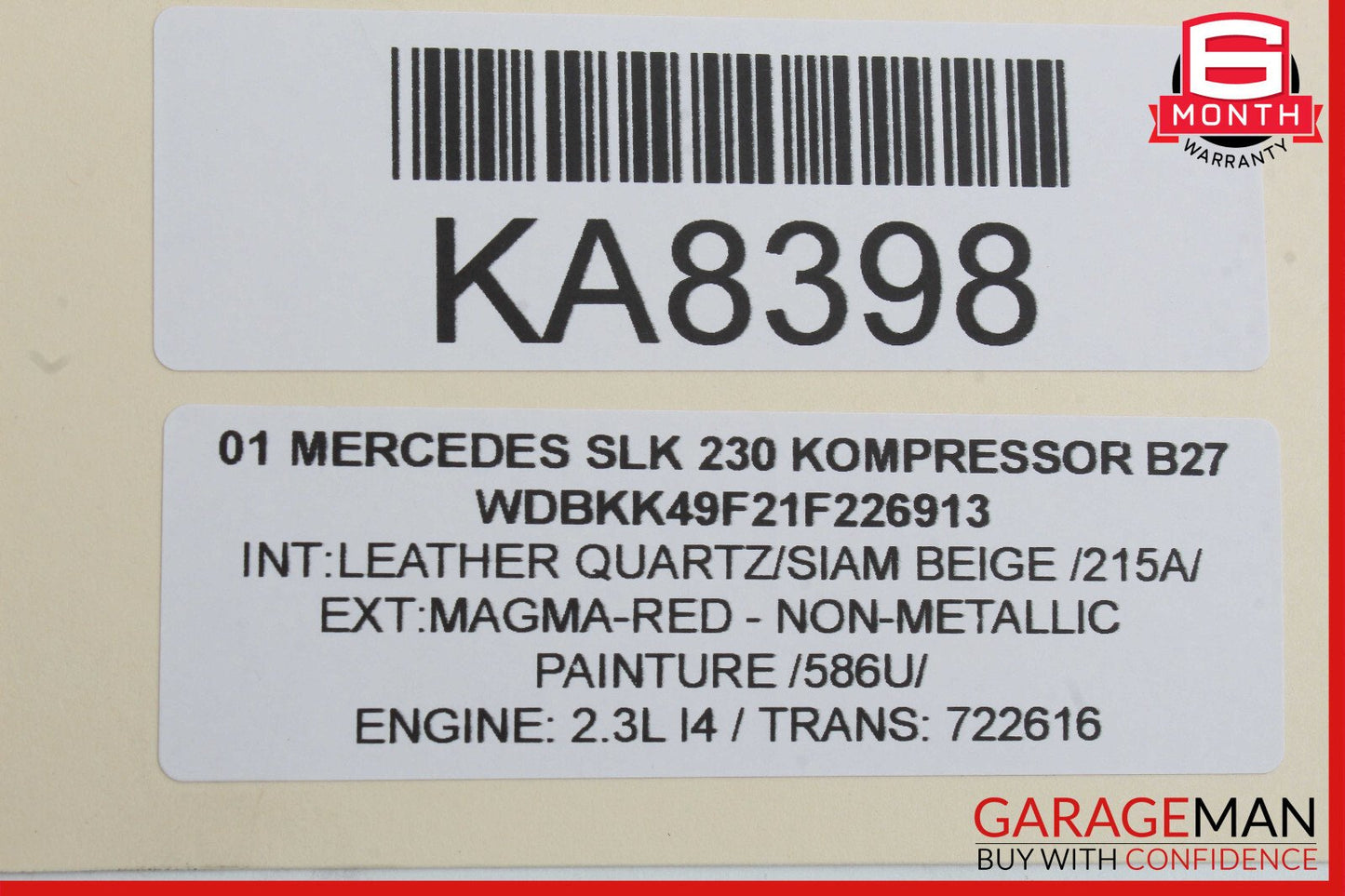 97-04 Mercedes R170 SLK230 Right Passenger Seat Belt Seatbelt Retractor OEM
