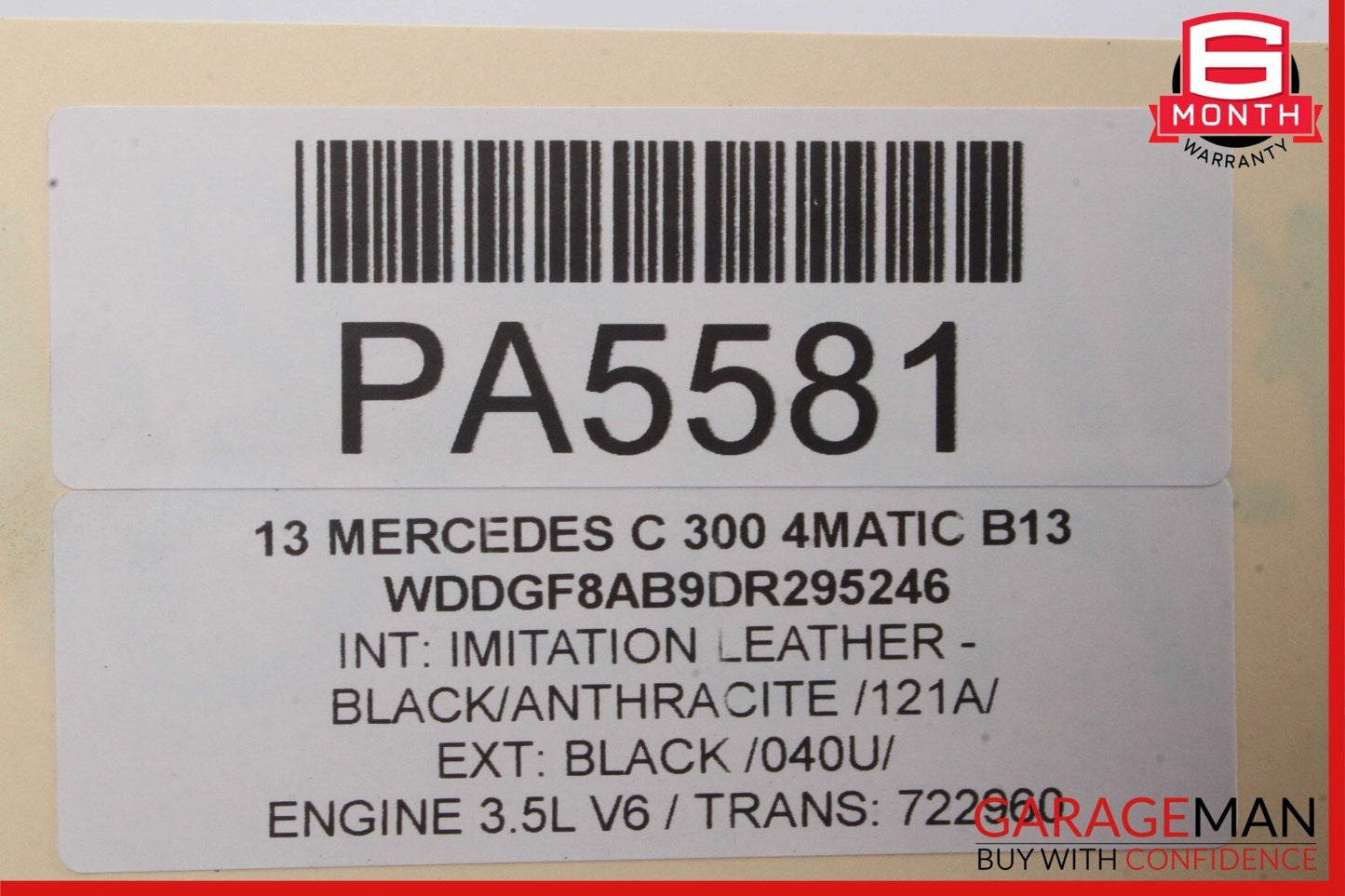 08-14 Mercedes W204 C300 C250 Front Left Top Upper Seat Cushion Black