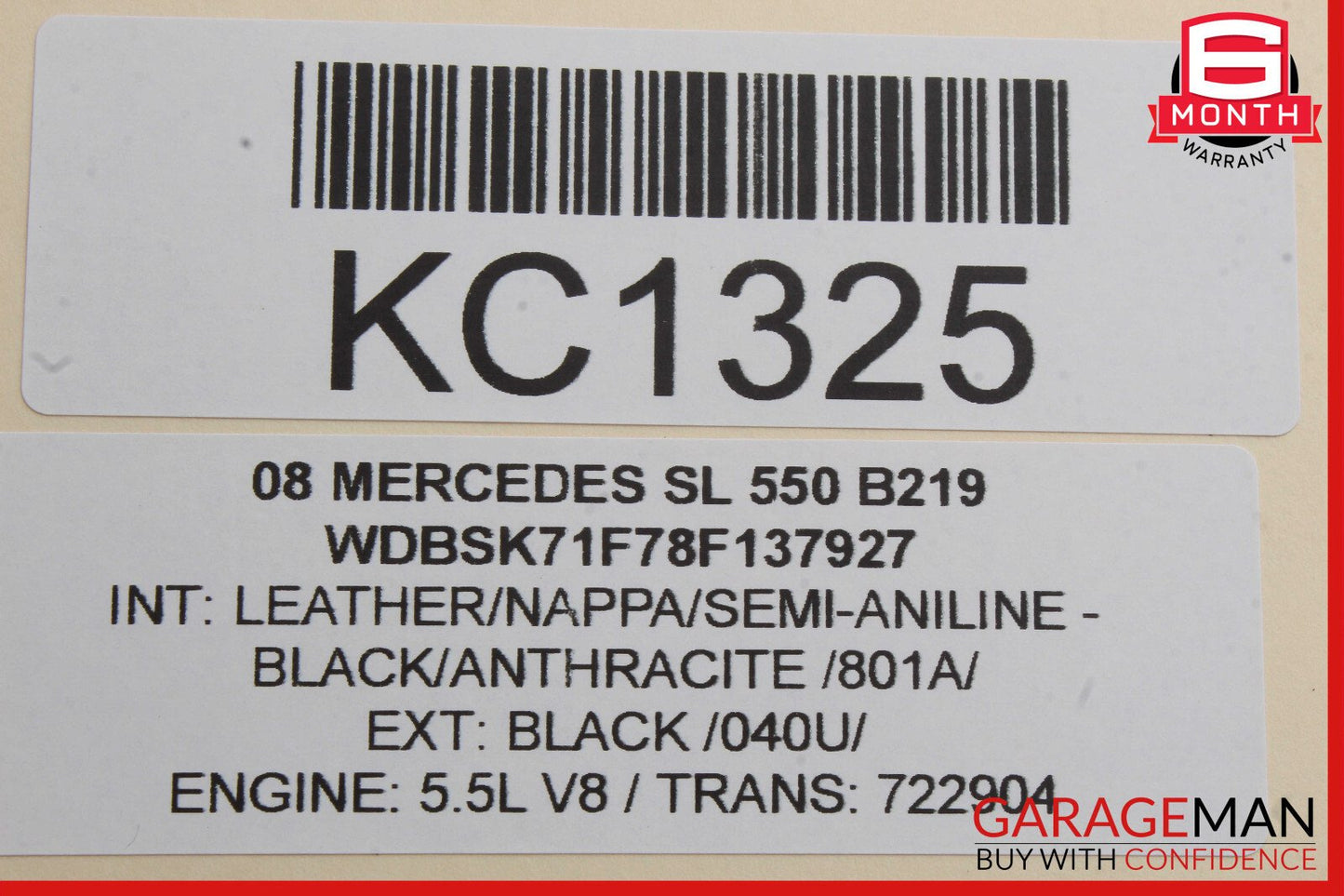 07-12 Mercedes R230 SL550 SL63 AMG Convertible Trunk Right Lift Assist Cylinder