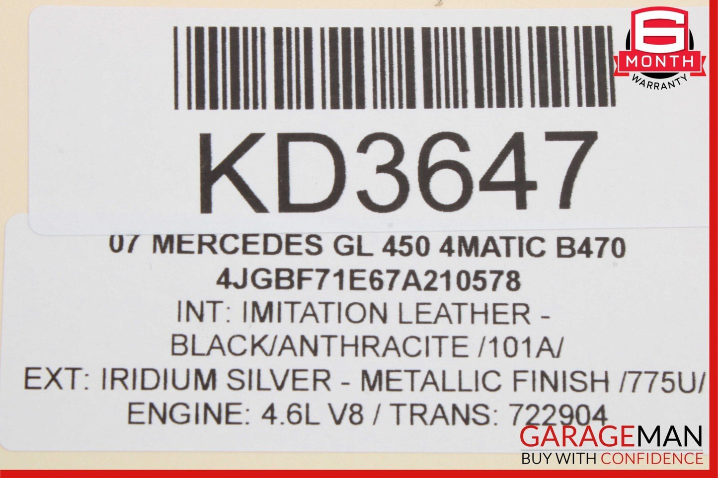07-12 Mercedes X164 GL450 GL350 3rd Third Row Rear Right Seatbelt Retractor OEM