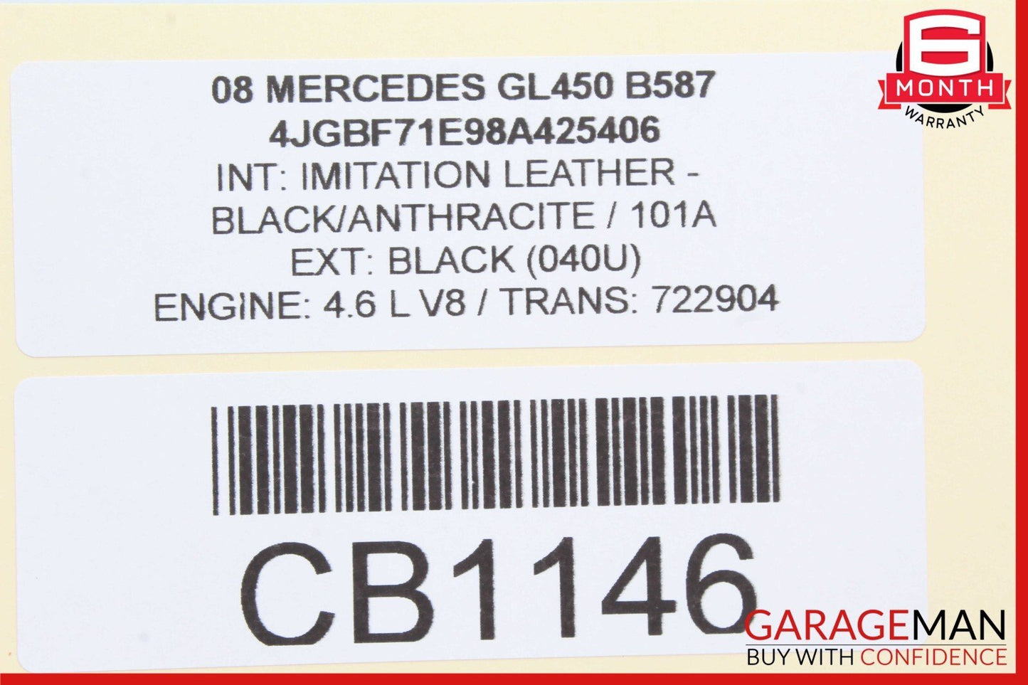 06-08 Mercedes W251 R350 ML500 GL450 Driver Steering Wheel Airbag Black OEM