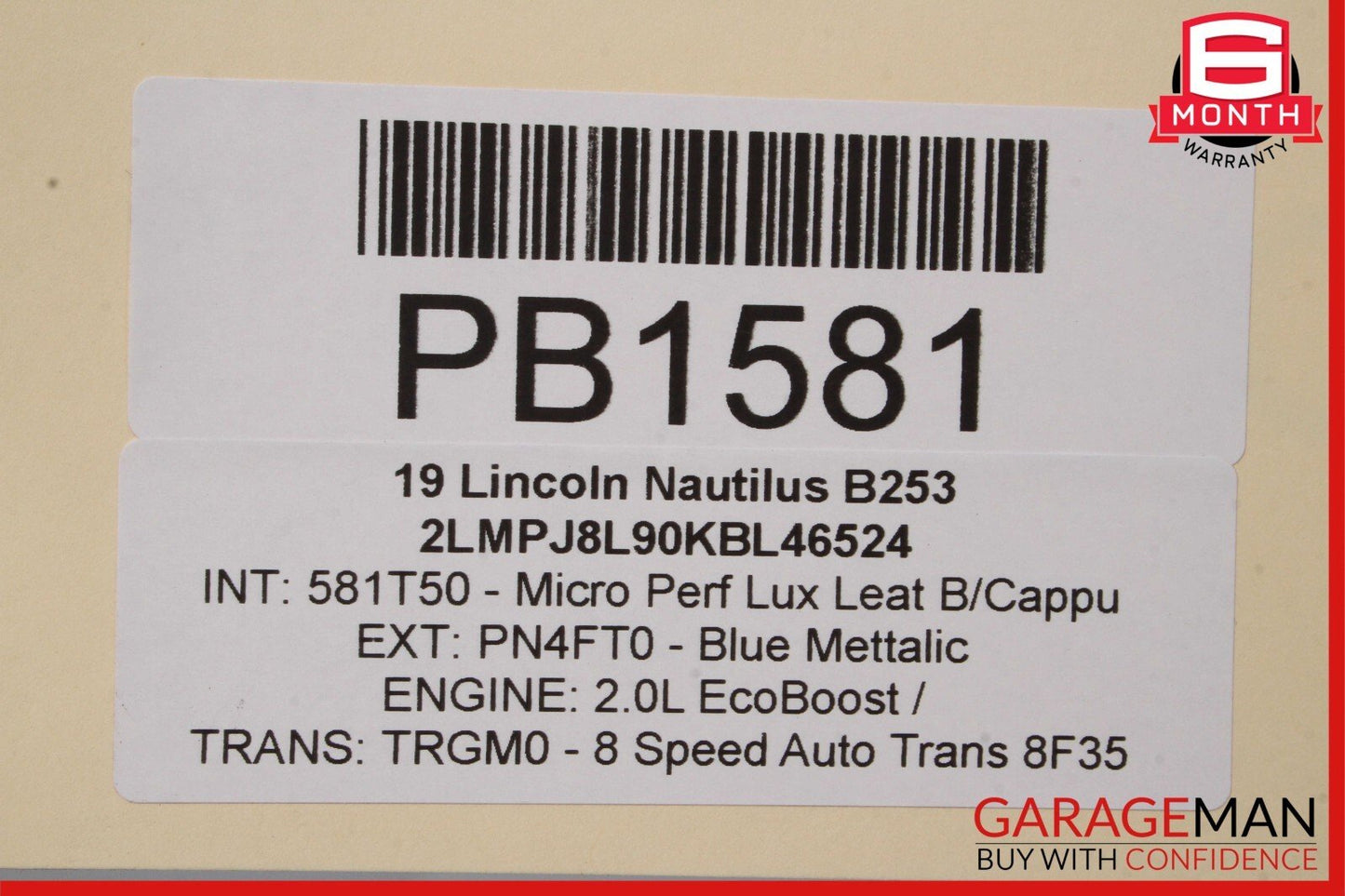 19-21 Lincoln Nautilus Front Left Driver Side Interior Door Panel Cover Trim OEM