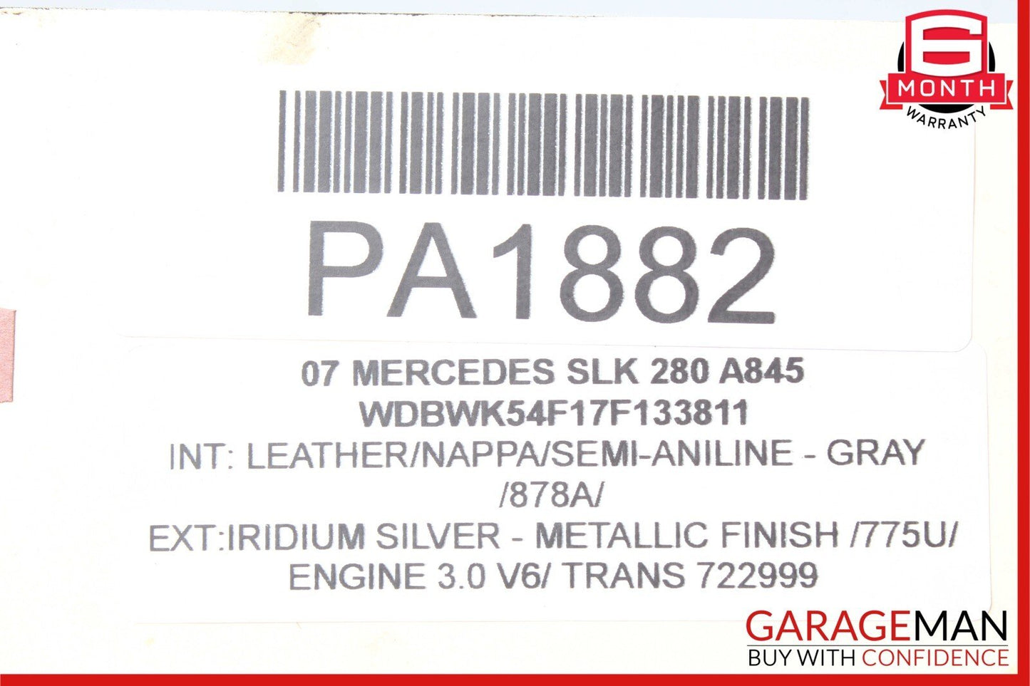 05-11 Mercedes R171 SLK280 SLK350 Power Brake Booster Master Cylinder Reservoir