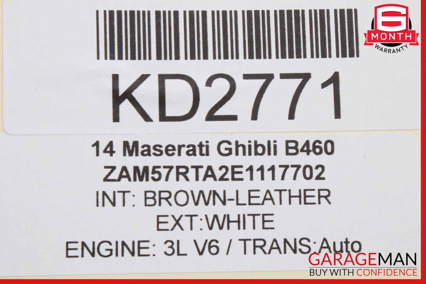 14-17 Maserati Ghibli Rear Left Driver Side Door Window Regulator w/o Motor OEM