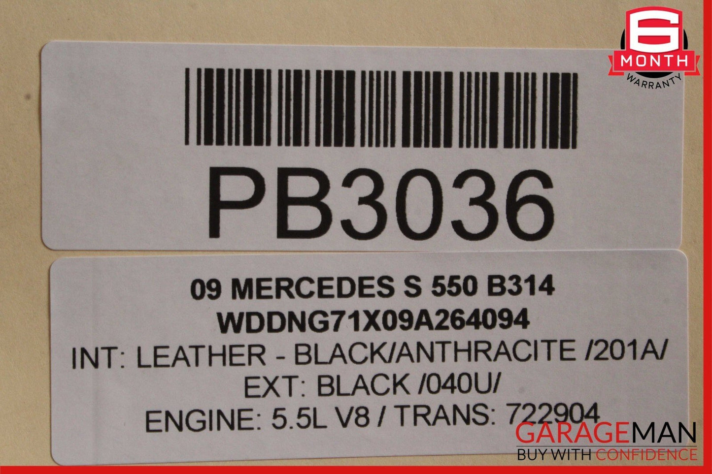 07-09 Mercedes W221 S450 S550 Rear Left Door Panel Cover Assembly Anthracite