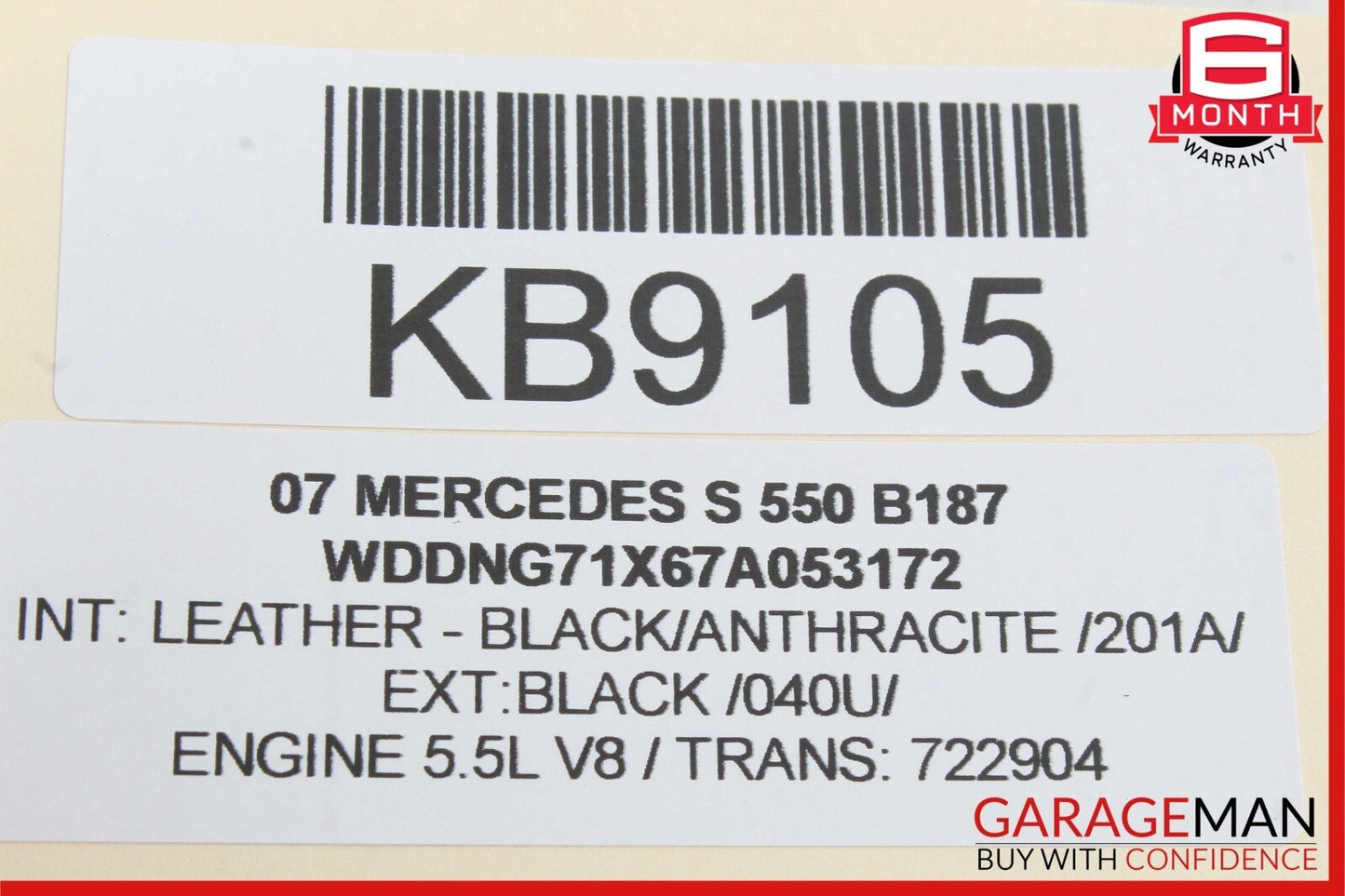 07-09 Mercedes W221 S550 S600 Front Left Side Mirror Door Rear View Black OEM