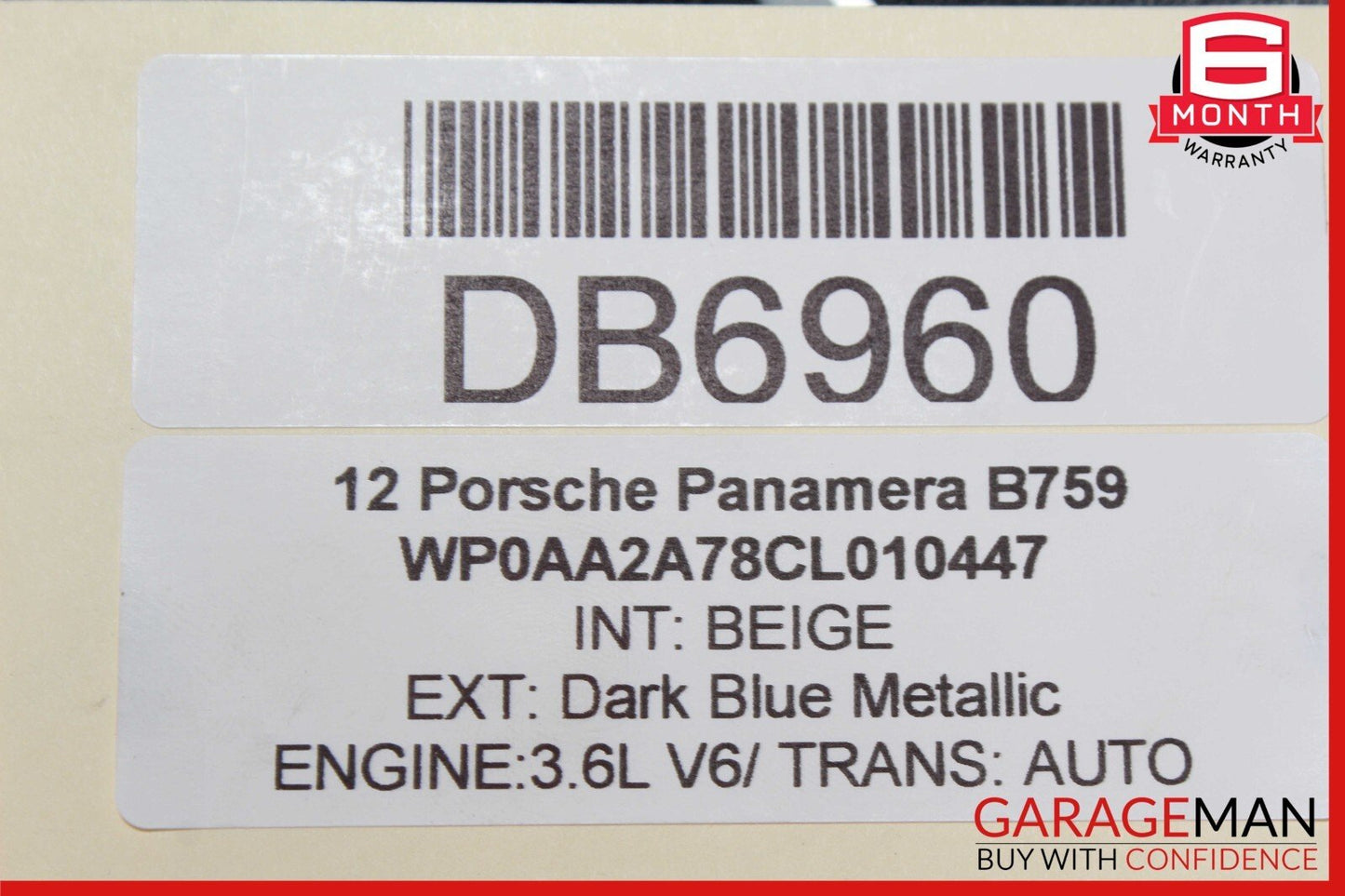 10-16 Porsche Panamera 970 Front Left Side Exterior Door Shell Frame Dark Blue