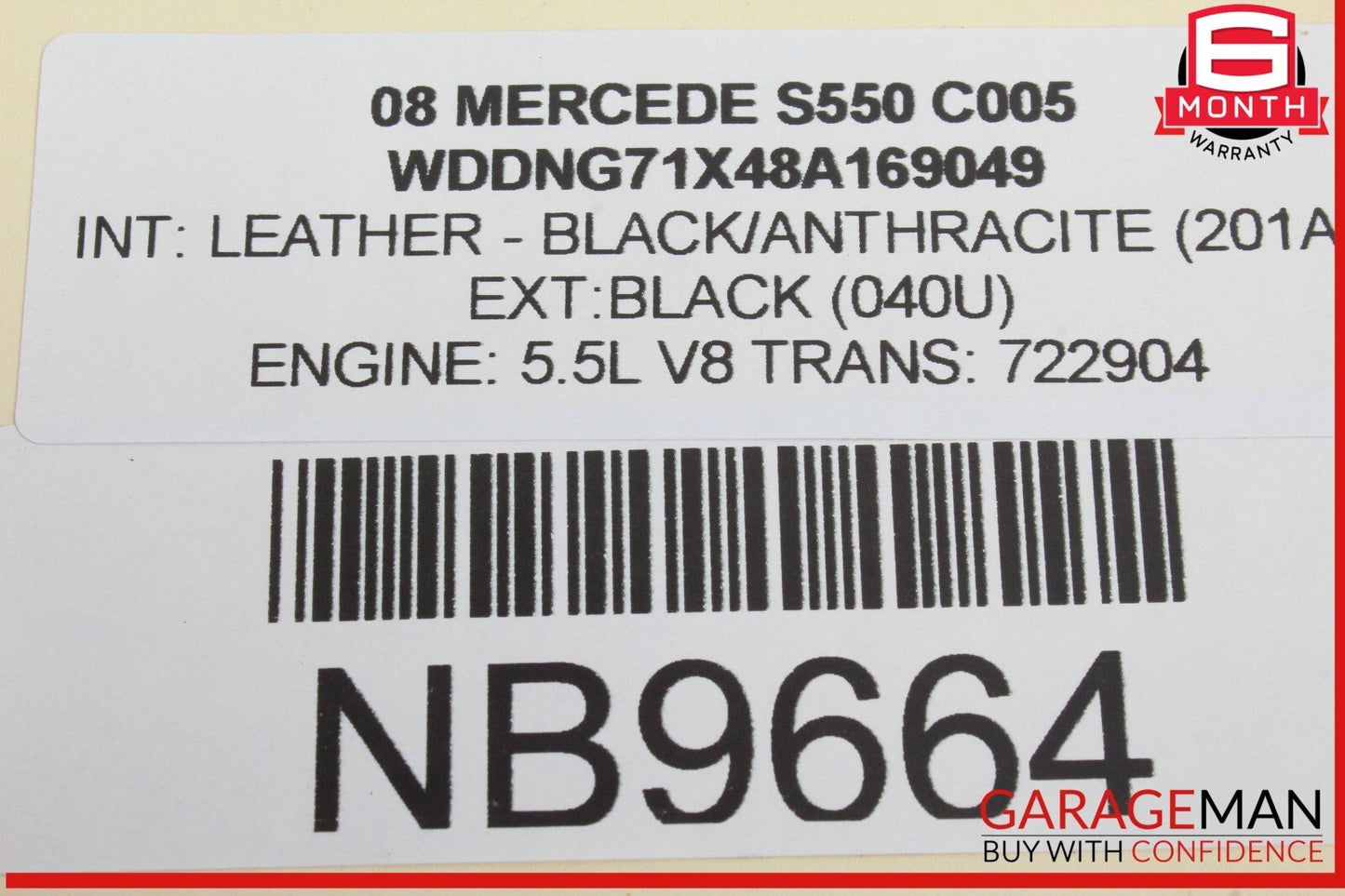 07-09 Mercedes W221 S550 S600 Front Left Side Door Rear View Mirror Black OEM