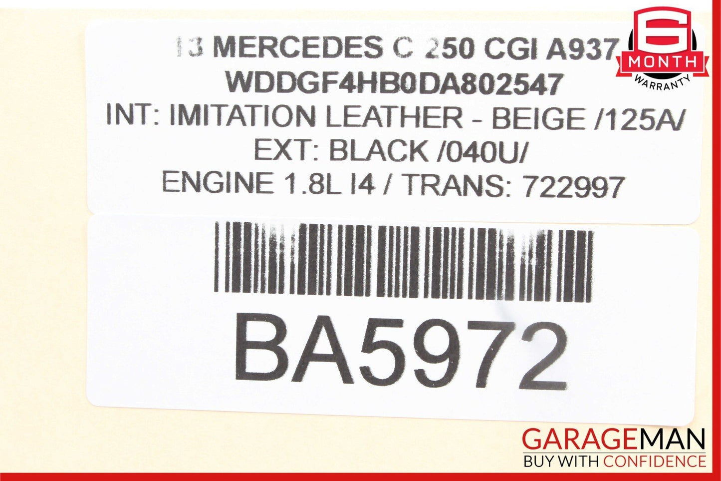 12-14 Mercedes W204 C300 C250 C63 AMG Rear SAM Module Fuse Relay Box Assembly