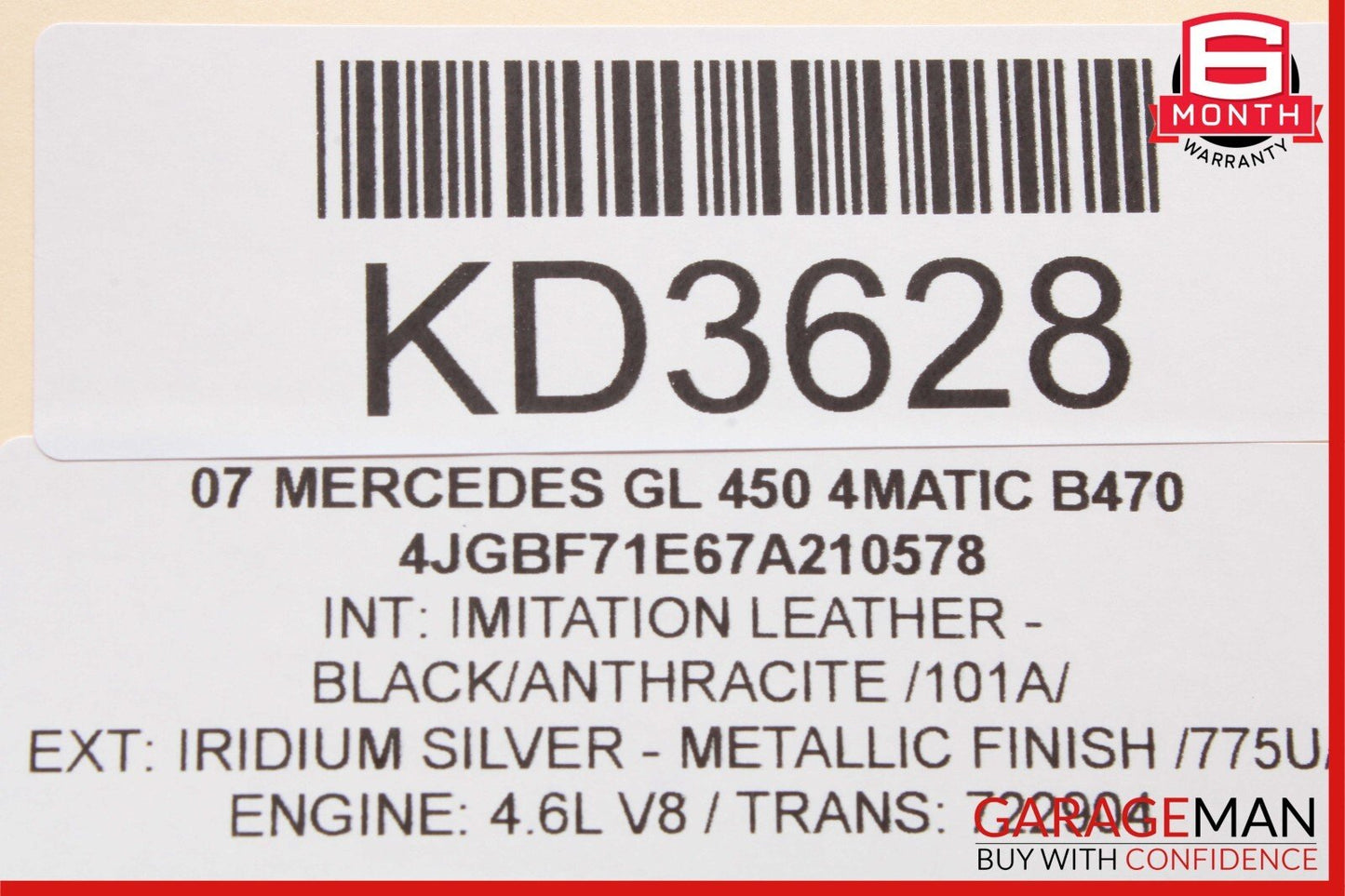 06-08 Mercedes X164 GL450 R350 ML350 Driver Steering Wheel Airbag Anthracite OEM