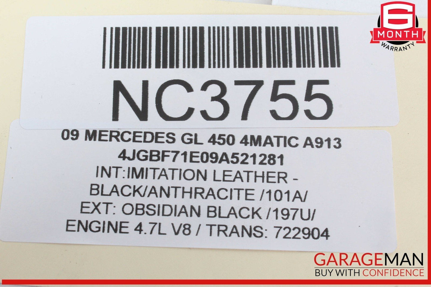 06-12 Mercedes X164 GL450 4MATIC Center Console Armrest Arm Rest Cover Black OEM