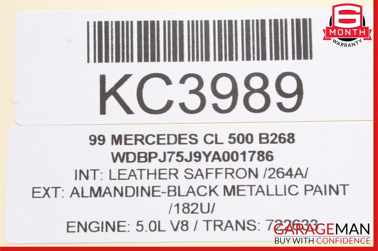 00-06 Mercedes W215 CL600 Rear Left Driver Side Door Window Regulator Motor OEM