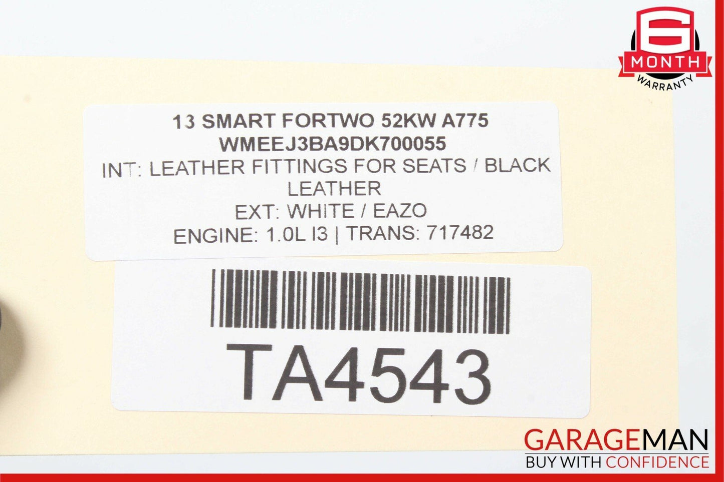 08-14 Smart Fortwo W451 Front Dash Dashboard Trim Cover Panel Assembly Black