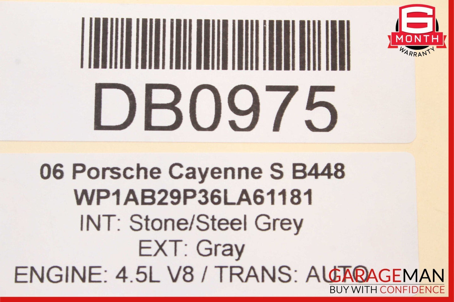 03-06 Porsche Cayenne 955 Front Right Passenger Side Wing Fender Panel Gray OEM